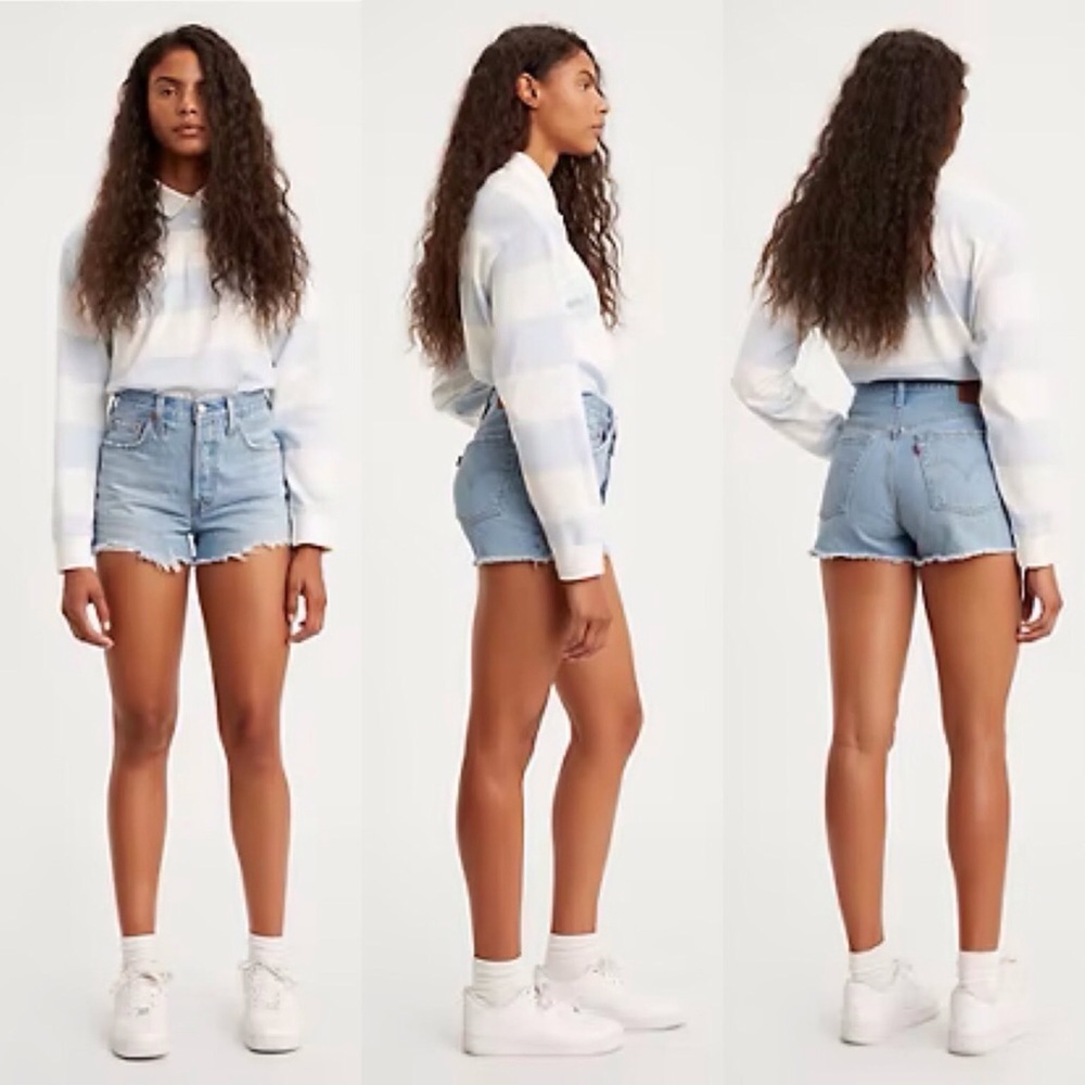 Levi’s 501 W24 (US 0/00) Denim Shorts Women’s High Rise Luxor Heat Light Wash - Picture 12 of 12